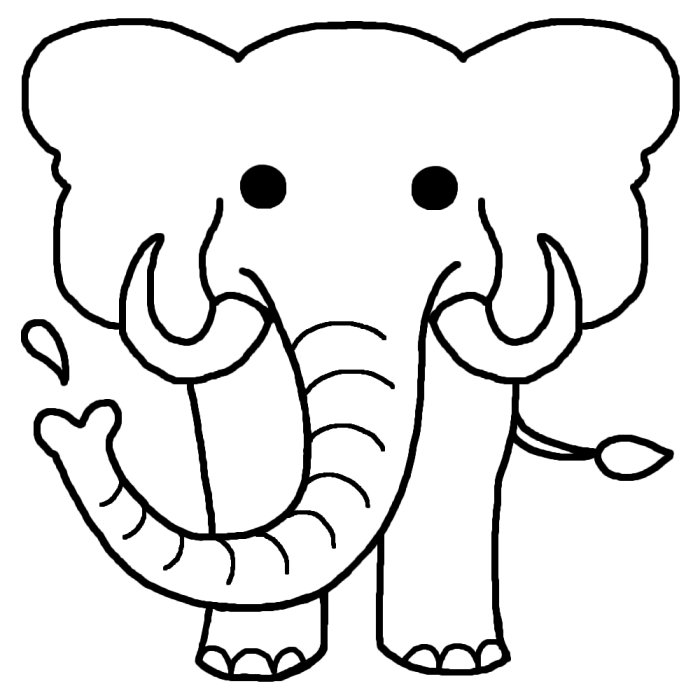 ゾウ 象2 白黒 陸の大きな動物 無料イラスト素材