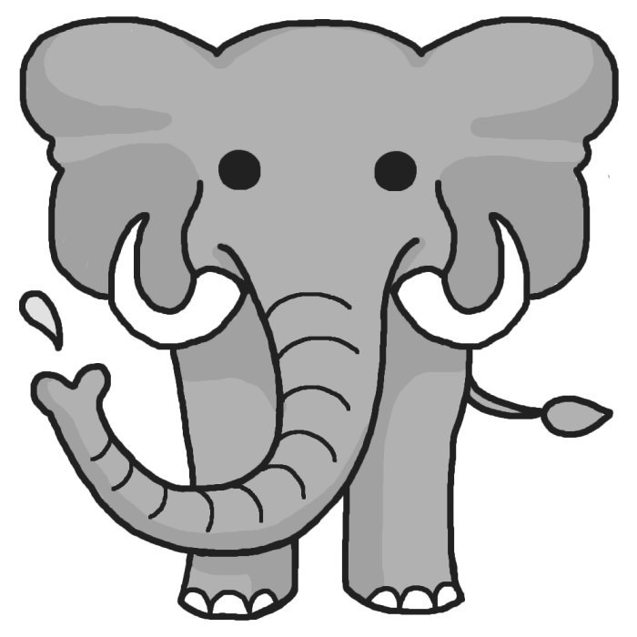 ゾウ 象2 モノクロ 陸の大きな動物 無料イラスト素材