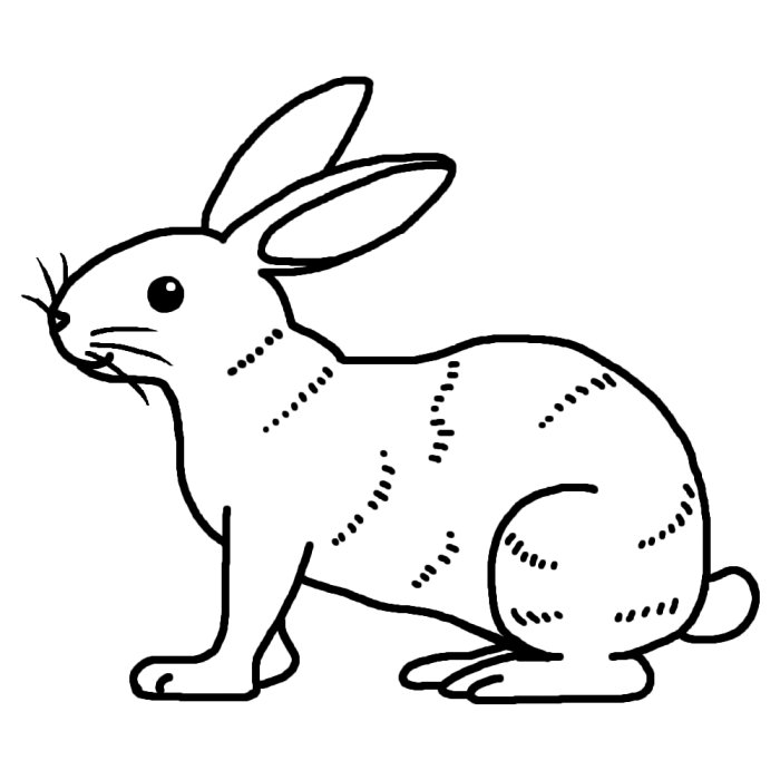 ウサギ1 白黒 陸の小さな動物 無料イラスト素材