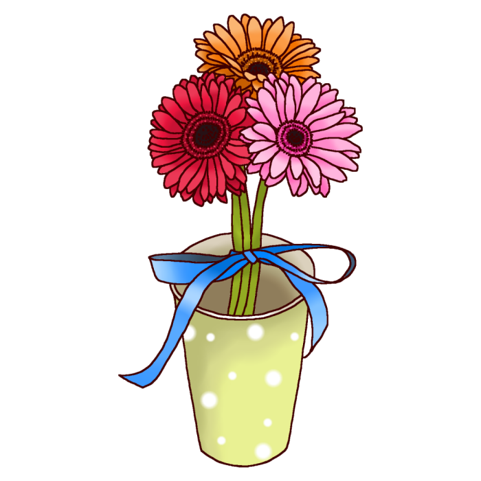ガーベラ2 カラー 春の花 無料イラスト素材