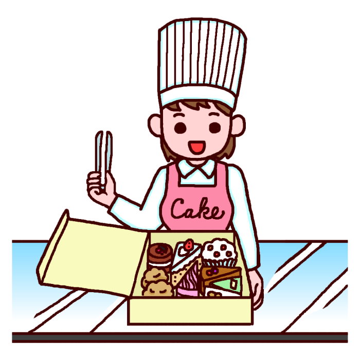 ケーキ屋 カラー 働く人 いろいろな仕事 職業の無料イラスト 人物素材