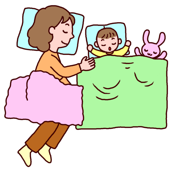 赤ちゃんとお昼寝 カラー お母さんと子どもの無料イラスト 家族 ファミリー 人物素材