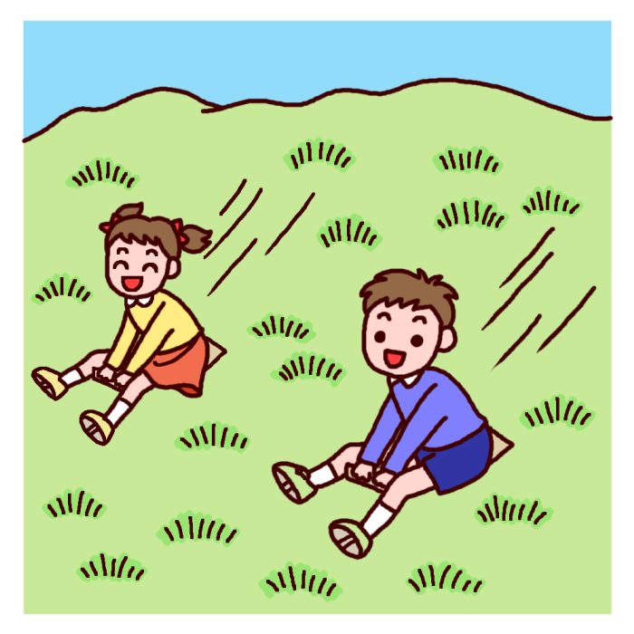 草そり カラー 野外の遊びの無料イラスト 子ども 幼児 人物素材