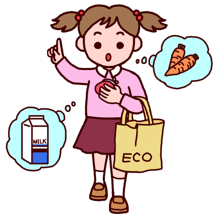 お使い カラー 買い物の無料イラスト 生活 くらし 人物素材