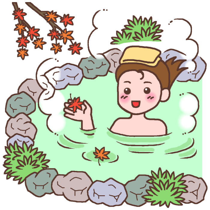 行楽 温泉 の秋 カラー 秋の無料イラスト 季節素材
