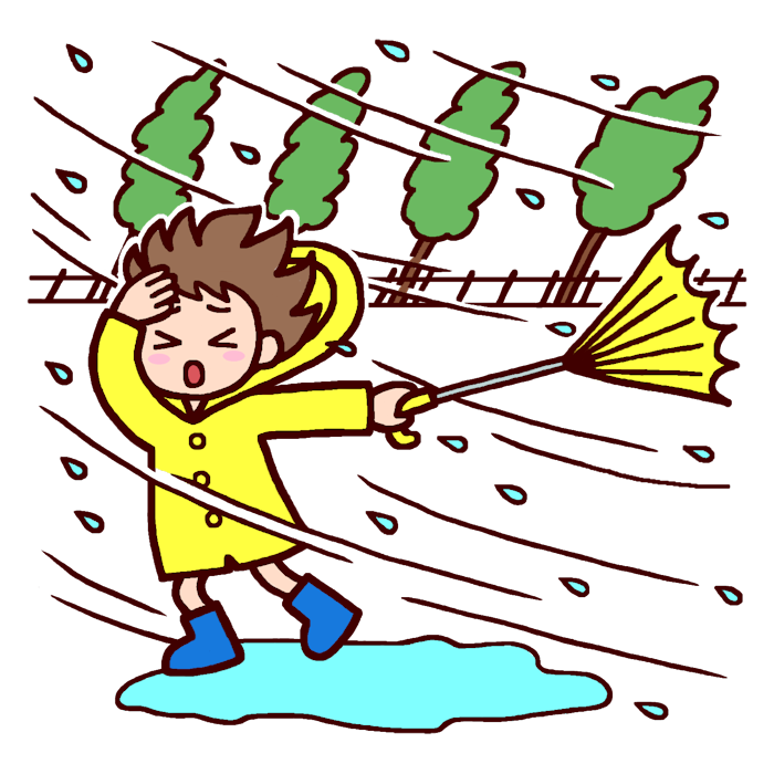 台風 暴風雨 カラー 防災の日の無料イラスト 秋の季節 行事素材