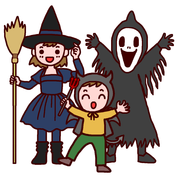 仮装パーティ カラー ハロウィンの無料イラスト 秋の季節 行事素材