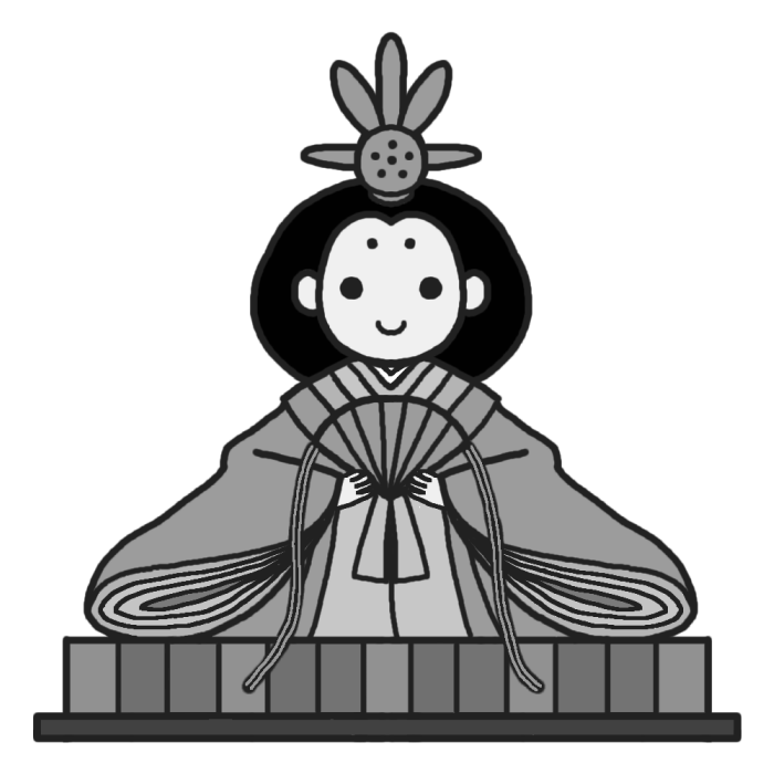 お雛様(モノクロ)/ひな祭りの無料イラスト/春の行事・季節素材