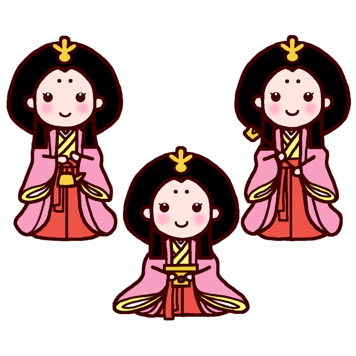 三人官女 カラー ひな祭りの無料イラスト 春の行事 季節素材