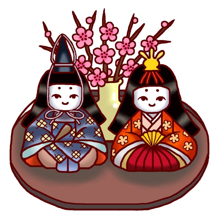 豆雛(カラー)/ひな祭りの無料イラスト/春の行事・季節素材