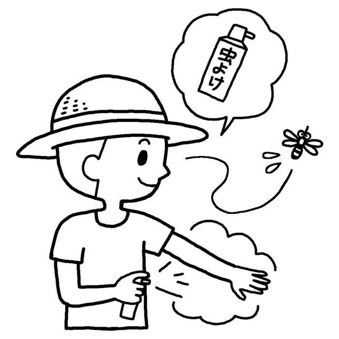 虫除けスプレー 白黒 無料イラスト 夏の季節素材