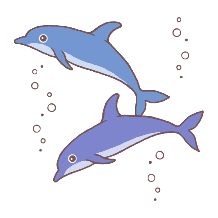 イルカ1 カラー 海の生き物の無料イラスト 夏の季節素材