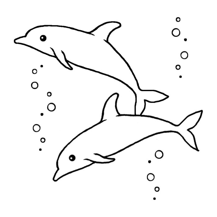 イルカ1 白黒 海の生き物の無料イラスト 夏の季節素材