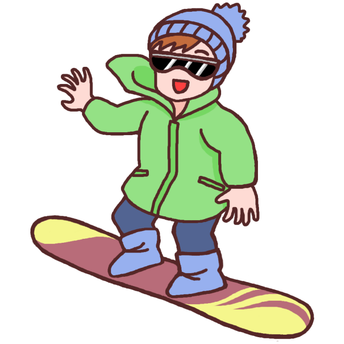 スノーボード カラー 冬のスポーツの無料イラスト 冬の季節素材