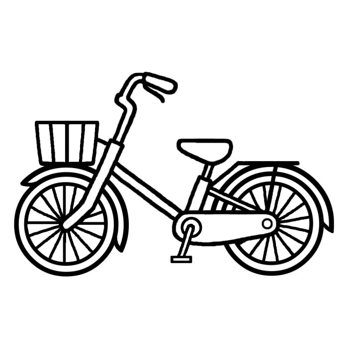 自転車 白黒 乗り物1 乗り物 建物 無料イラスト素材
