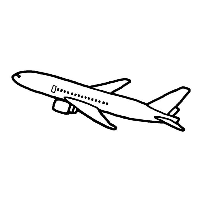 飛行機1 白黒 乗り物10 乗り物 建物 無料イラスト素材