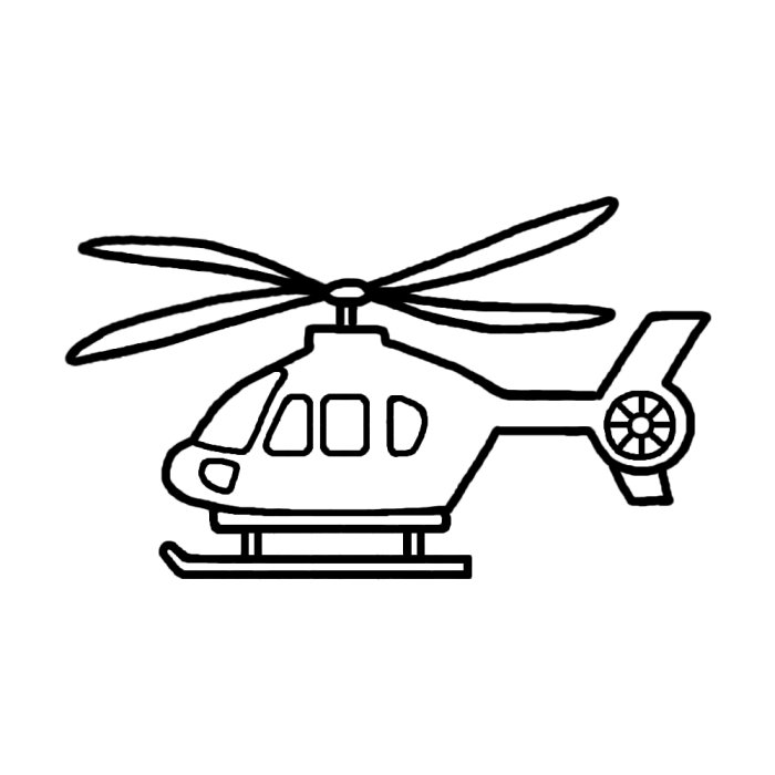 ヘリコプター 白黒 乗り物10 乗り物 建物 無料イラスト素材