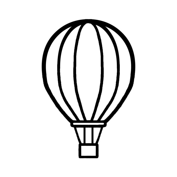 気球 白黒 乗り物11 乗り物 建物 無料イラスト素材