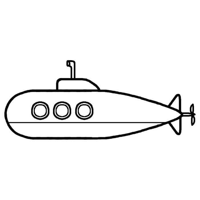 潜水艦 白黒 乗り物12 乗り物 建物 無料イラスト素材