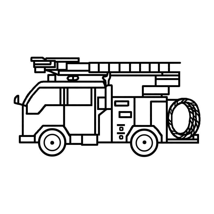消防車 白黒 乗り物3 乗り物 建物 無料イラスト素材