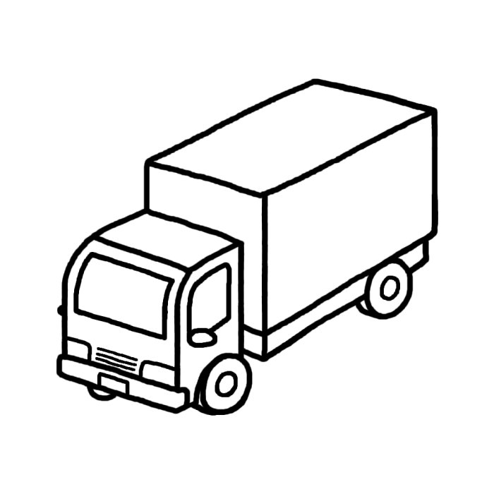 トラック 白黒 乗り物4 乗り物 建物 無料イラスト素材