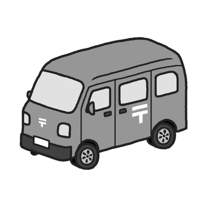 郵便車 モノクロ 乗り物5 乗り物 建物 無料イラスト素材