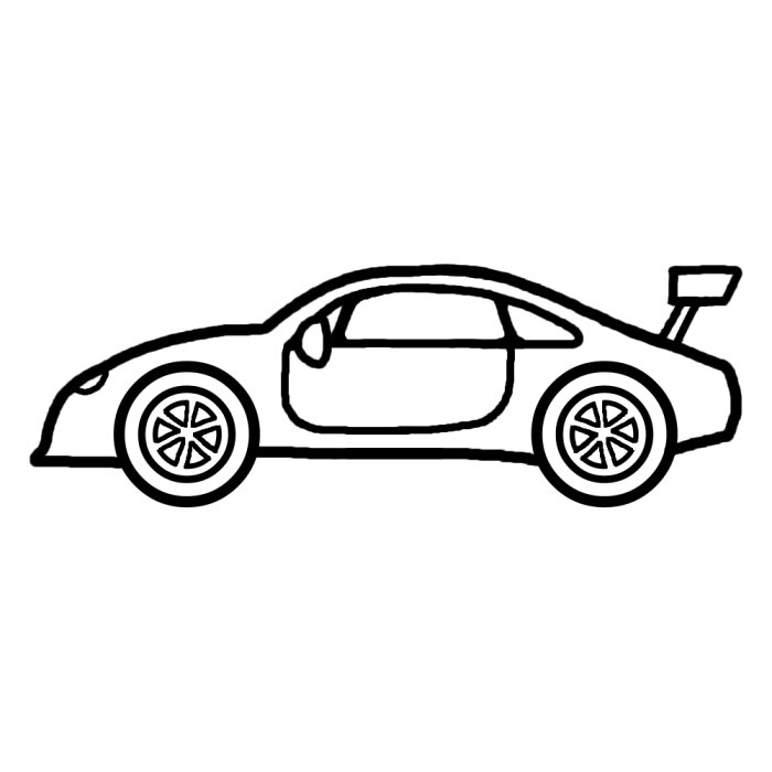 レーシングカー(白黒)/乗り物5/乗り物・建物/無料イラスト素材