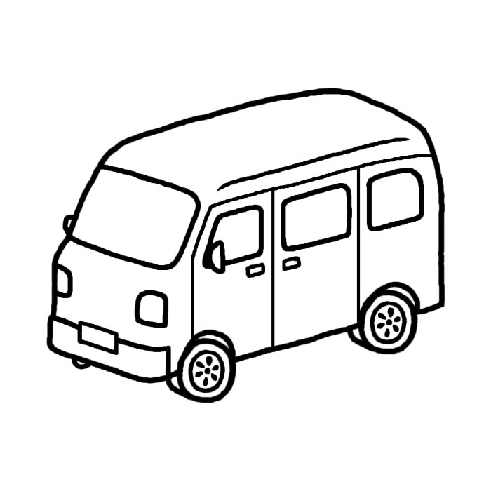 郵便車 白黒 乗り物5 乗り物 建物 無料イラスト素材