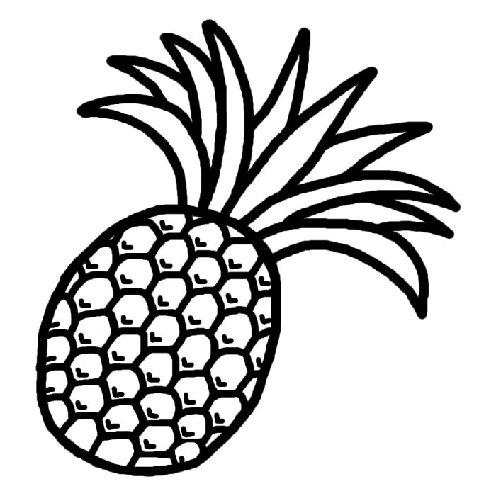 パイナップル 白黒 果物 食べ物 無料イラスト素材