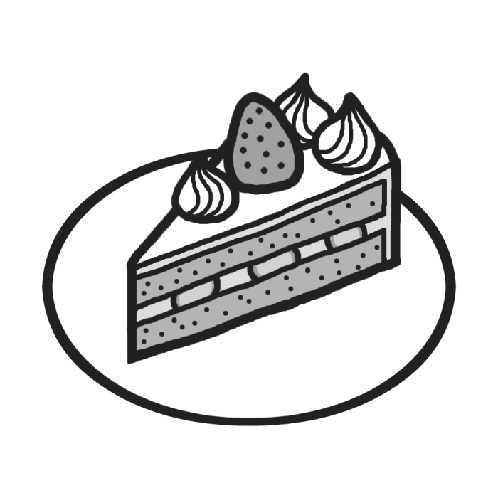 ショートケーキ モノクロ お菓子 スイーツ1 食べ物 無料イラスト素材