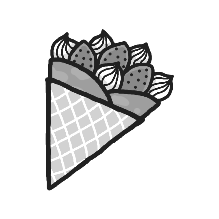 クレープ モノクロ お菓子 スイーツ1 食べ物 無料イラスト素材