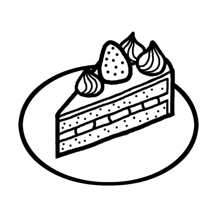 ショートケーキ 白黒 お菓子 スイーツ1 食べ物 無料イラスト素材