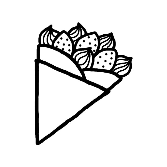 クレープ 白黒 お菓子 スイーツ1 食べ物 無料イラスト素材
