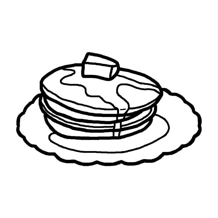 ホットケーキ 白黒 お菓子 スイーツ3 食べ物 無料イラスト素材