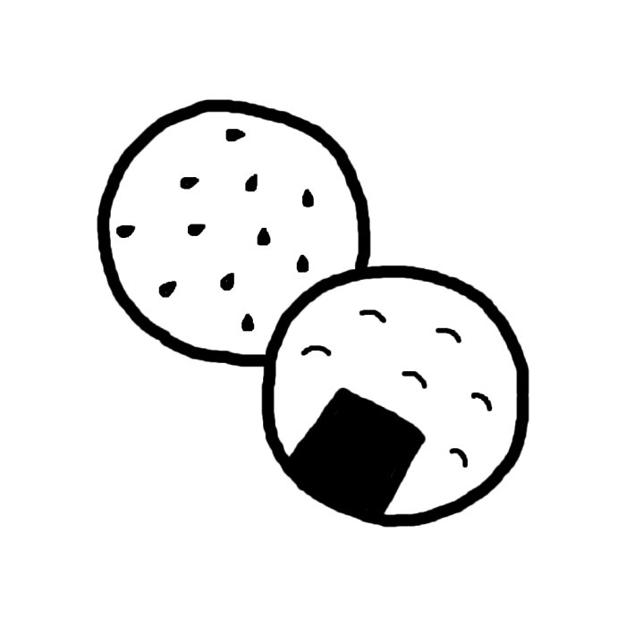 せんべい 白黒 お菓子 スイーツ4 食べ物 無料イラスト素材