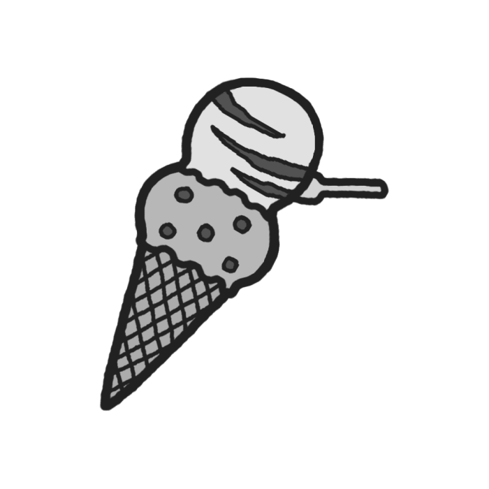 アイスクリーム モノクロ お菓子 スイーツ5 食べ物 無料イラスト素材