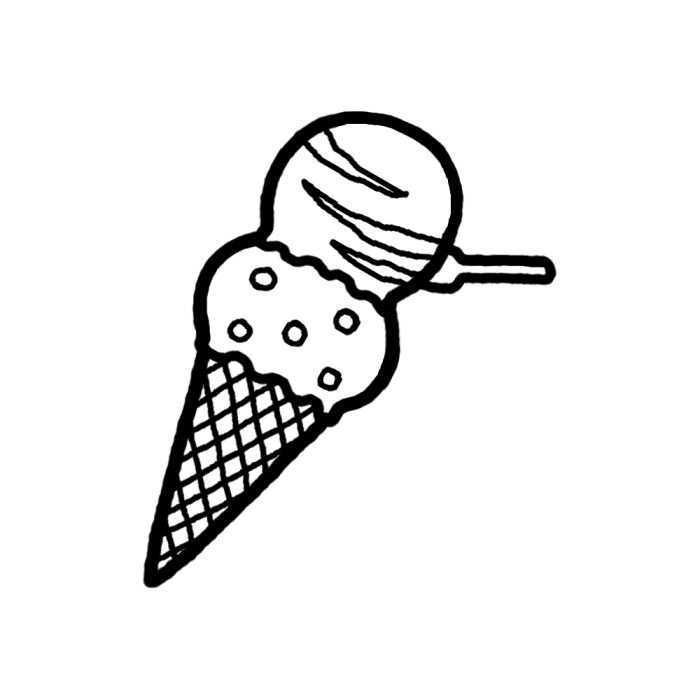 アイスクリーム 白黒 お菓子 スイーツ5 食べ物 無料イラスト素材
