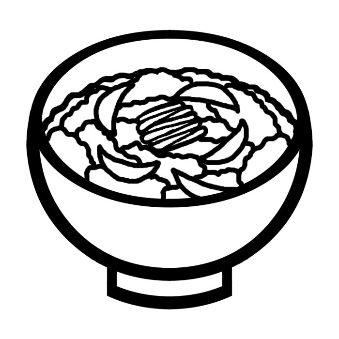 牛丼 白黒 料理10 食べ物 無料イラスト素材