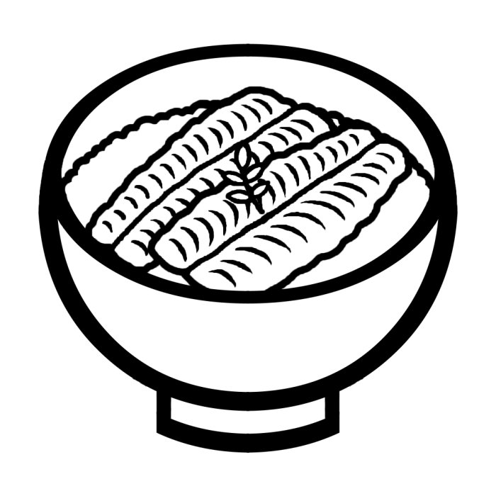 うな丼 白黒 料理11 食べ物 無料イラスト素材