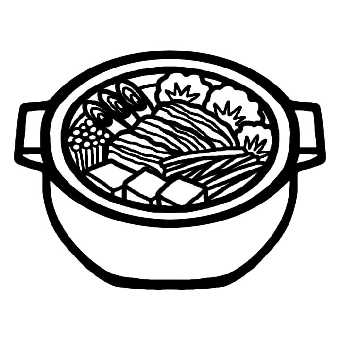 キムチ鍋 白黒 料理15 食べ物 無料イラスト素材