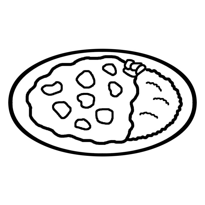 カレーライス シュウマイ 白黒 料理17 食べ物 無料イラスト素材