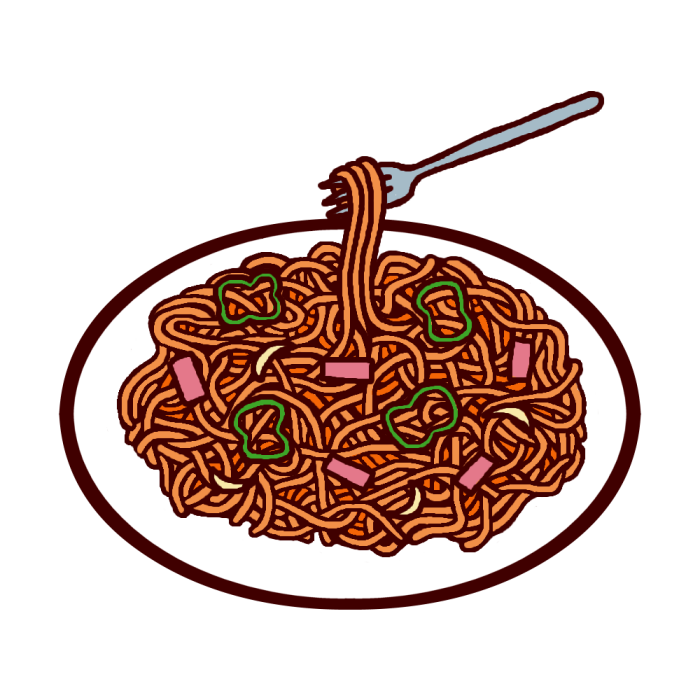 スパゲティー ナポリタン カラー 料理18 食べ物 無料イラスト素材