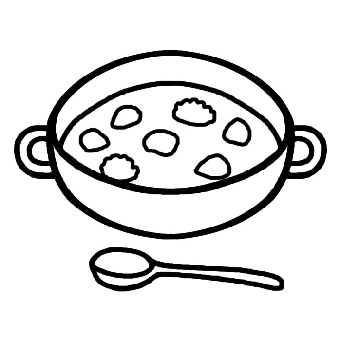 クリームシチュー 白黒 料理19 食べ物 無料イラスト素材
