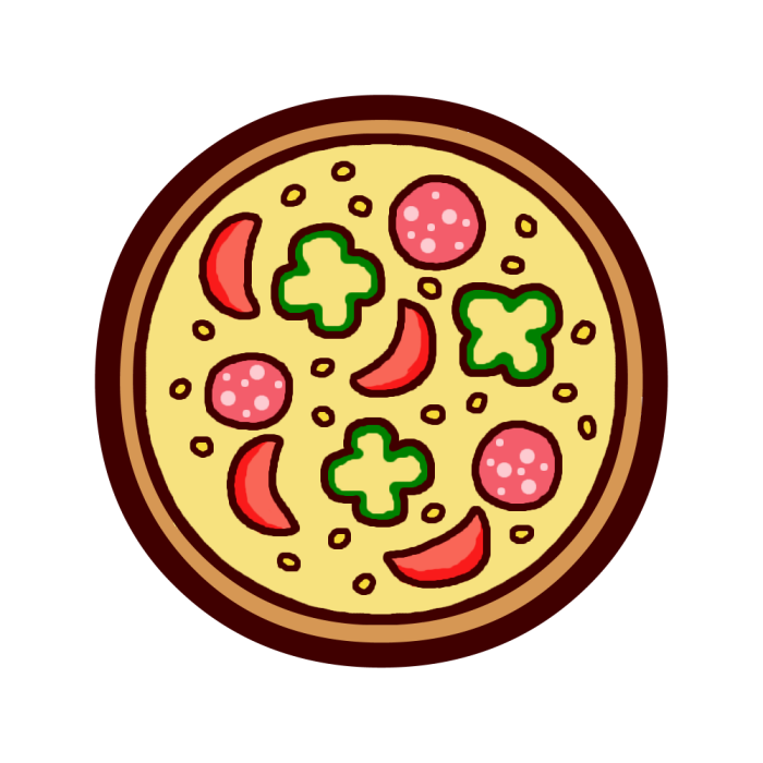 ピザ カラー 料理5 食べ物 無料イラスト素材