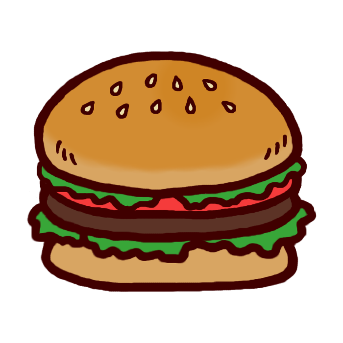 ハンバーガー カラー 料理6 食べ物 無料イラスト素材