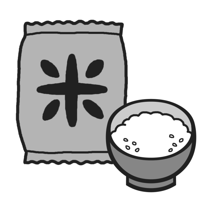 米 モノクロ 食材 食べ物 無料イラスト素材