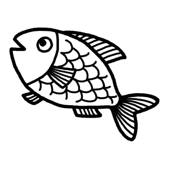 魚(白黒)/食材/食べ物/無料イラスト素材