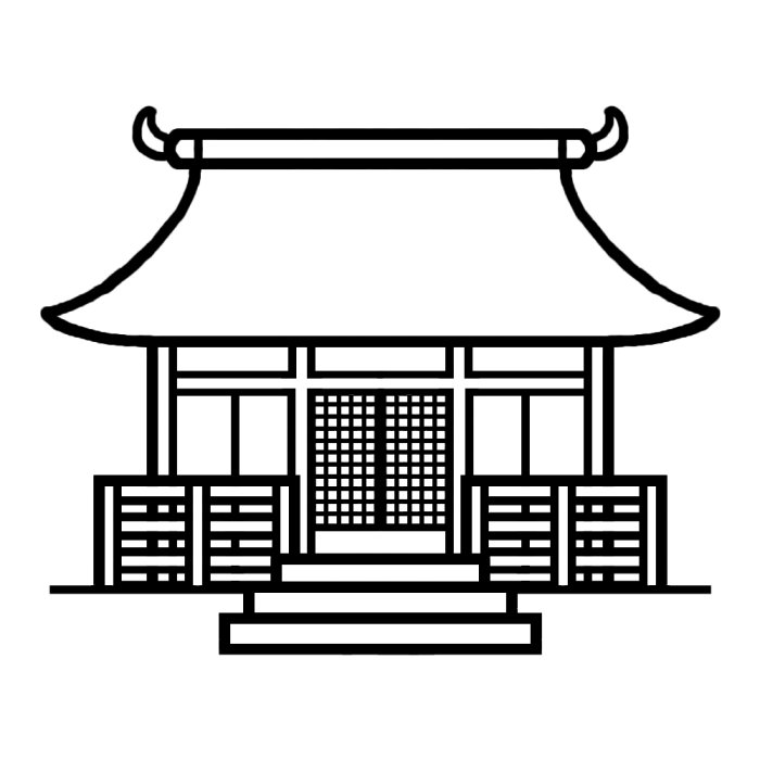 寺 白黒 建物10 乗り物 建物 無料イラスト素材