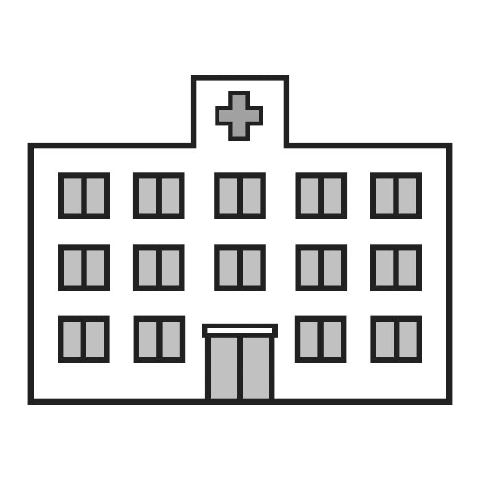 病院 モノクロ 建物3 乗り物 建物 無料イラスト素材