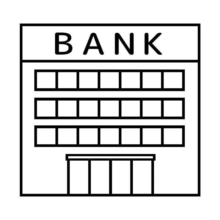 銀行 白黒 建物4 乗り物 建物 無料イラスト素材